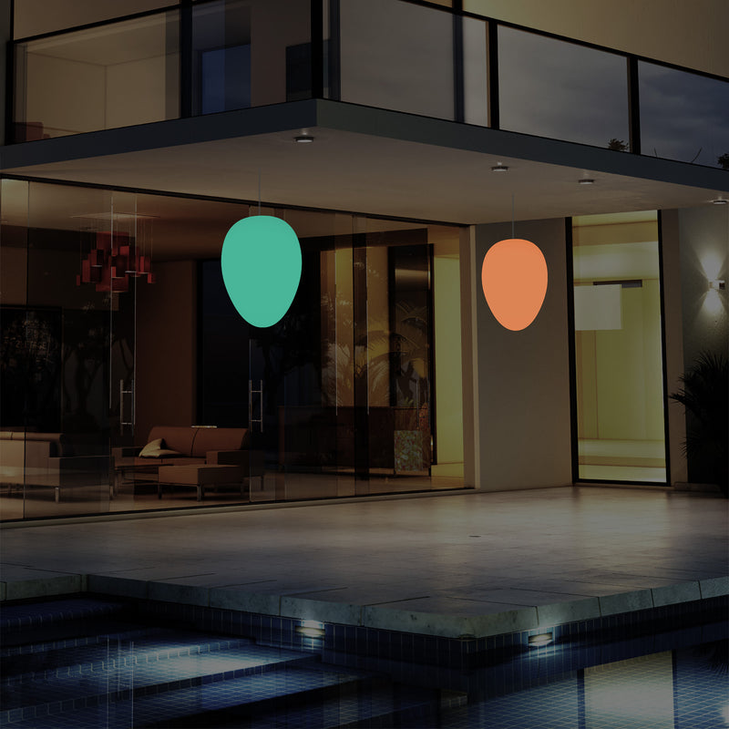 Tuin Patio Plafondlamp, Buitenverlichting, 37cm LED Ei Hanglamp, RGB, Sfeerlicht, Buitenlamp