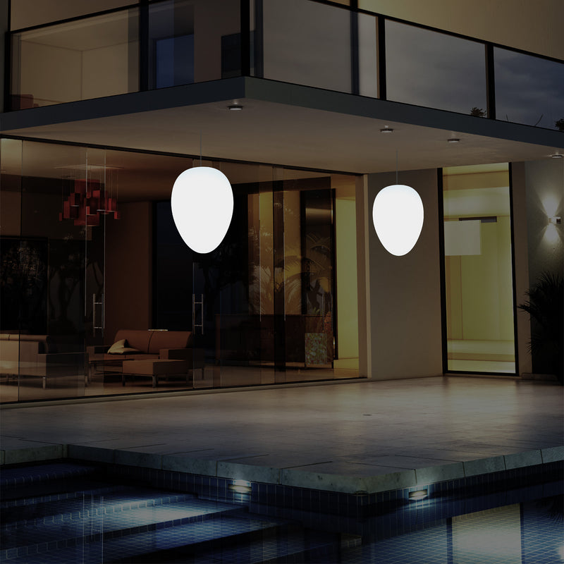 Tuin Patio Plafondlamp, Buitenverlichting, 37cm LED Ei Hanglamp, RGB, Sfeerlicht, Buitenlamp