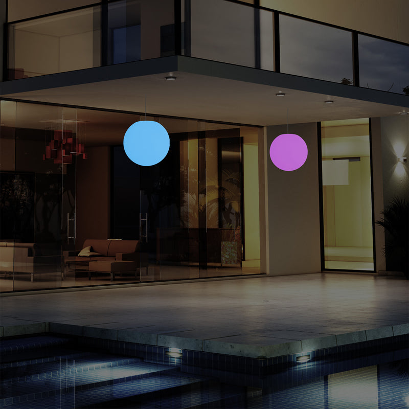 Tuinlamp LED Hanglamp, 20 cm Bol Plafondlamp, RGB Kleurveranderend met Afstandbediening