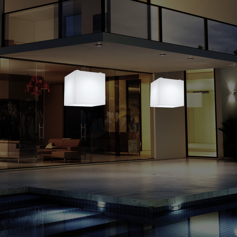 Buitenverlichting, Tuinlamp, Terraslamp, Op Netvoeding 30cm LED Kubus, Kleurveranderend