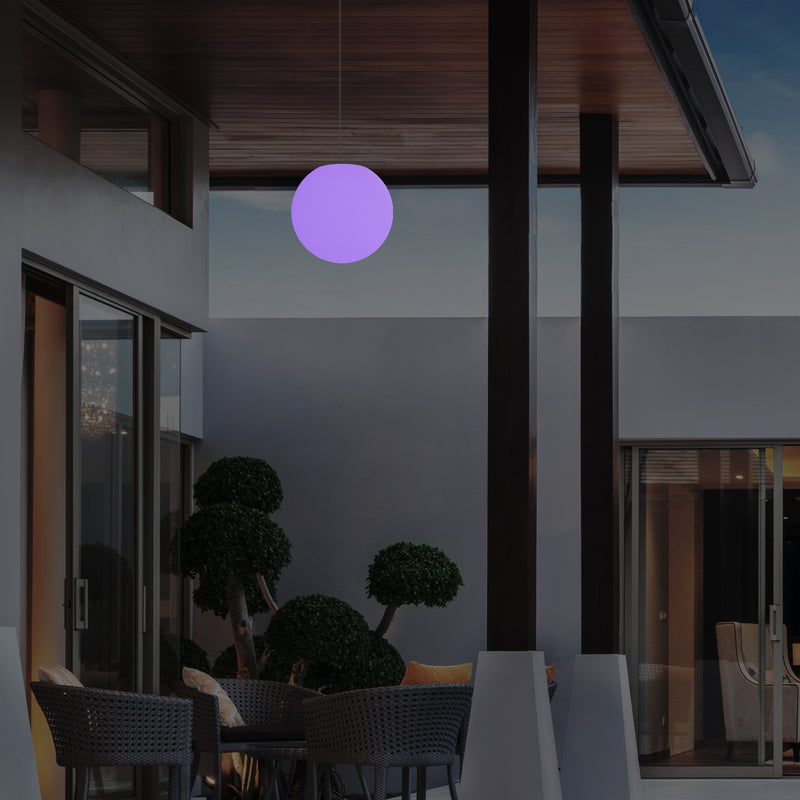 Tuinlamp LED Hanglamp, 20 cm Bol Plafondlamp, RGB Kleurveranderend met Afstandbediening