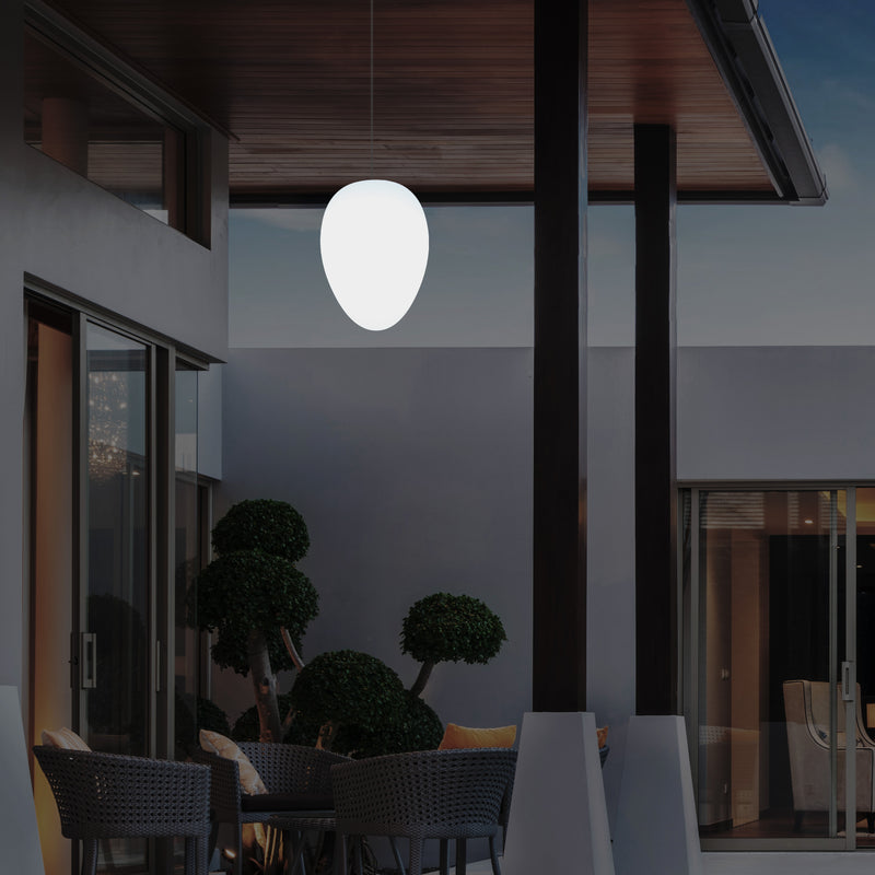 Tuin Patio Plafondlamp, Buitenverlichting, 37cm LED Ei Hanglamp, RGB, Sfeerlicht, Buitenlamp