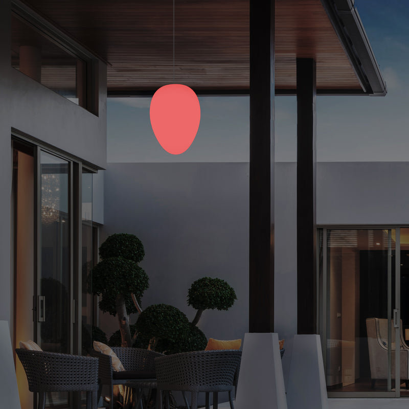 Tuin Patio Plafondlamp, Buitenverlichting, 37cm LED Ei Hanglamp, RGB, Sfeerlicht, Buitenlamp