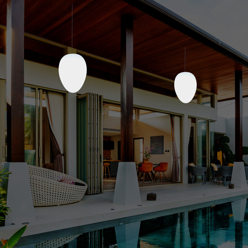 Tuin Patio Plafondlamp, Buitenverlichting, 37cm LED Ei Hanglamp, RGB, Sfeerlicht, Buitenlamp