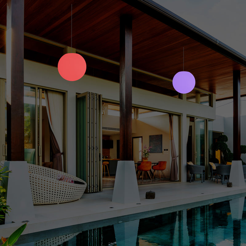 Tuinlamp LED Hanglamp, 20 cm Bol Plafondlamp, RGB Kleurveranderend met Afstandbediening