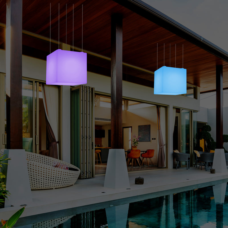 Terrasverlichting, Tuinlamp, 50cm LED Kubus Hanglamp, 5V Laagspanning op Netvoeding