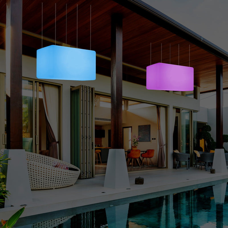 Buitenverlichting, Patio Plafondlamp, 55x35 cm LED Hanglamp, RGB met Afstandsbediening