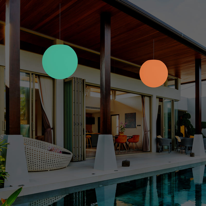 Terras LED Hanglamp, 40cm Bol Plafondlamp op Netvoeding, 5V Laagspanning, Buitenlamp