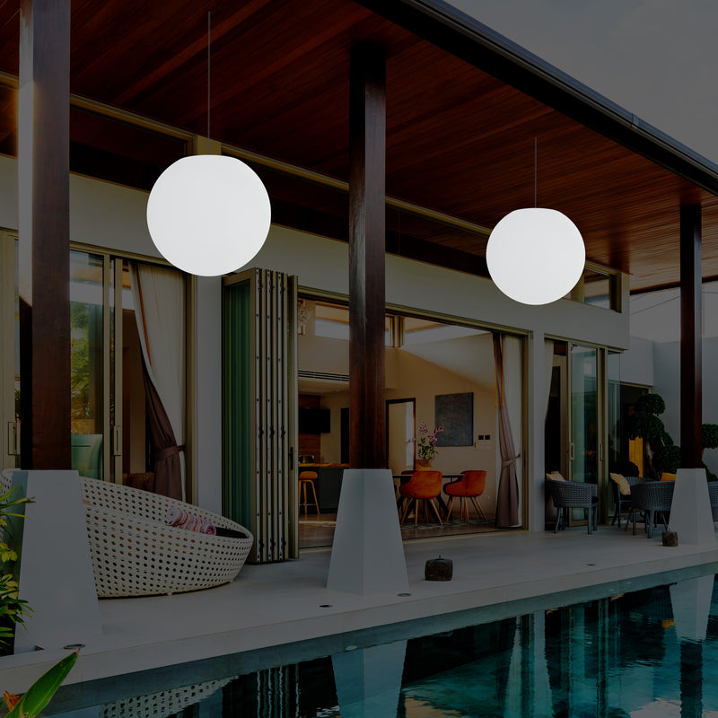Buitenlamp op Netvoeding, LED Plafondlamp, 30cm Bol, Meerkleurig, Kleurveranderend