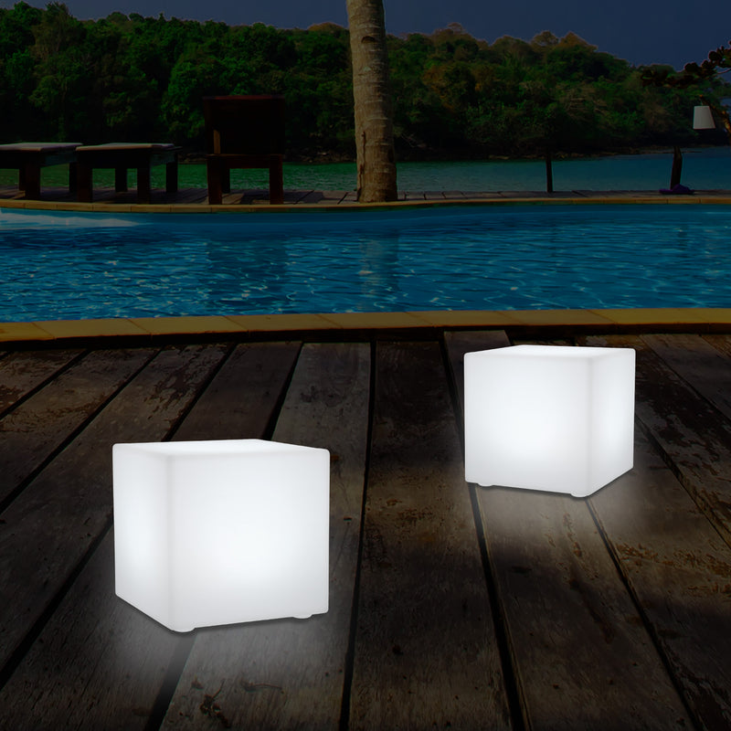 Buitenverlichting, 5V Meerkleurige LED Buitenlamp, 20cm Kubus, Tuinlamp, Patioverlichting