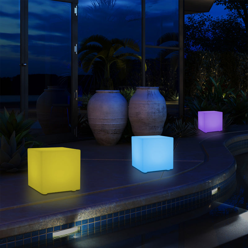 Buitenverlichting, 5V Meerkleurige LED Buitenlamp, 20cm Kubus, Tuinlamp, Patioverlichting