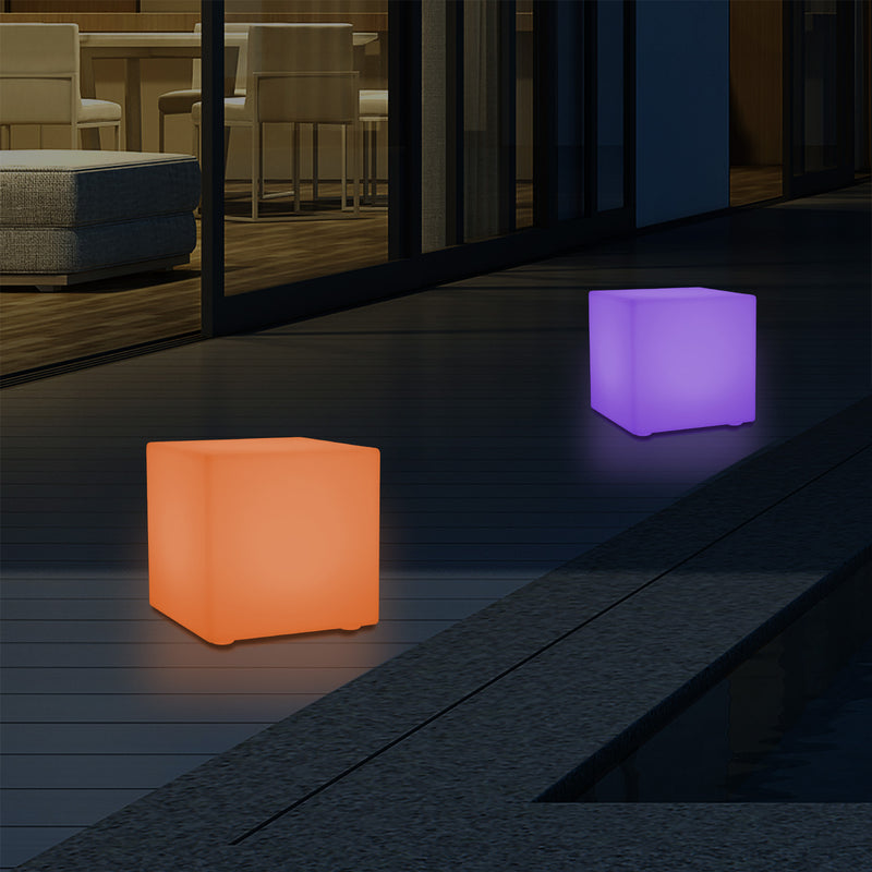 Buitenverlichting, 5V Meerkleurige LED Buitenlamp, 20cm Kubus, Tuinlamp, Patioverlichting